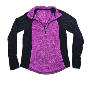 St. John's Bay Active Half-Zip Pullover Fleece Fuchsia Black Women's Size Small